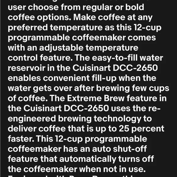 Cuisinart 12-cup Coffee Maker Self-Cleaning Programmable used - Picture 6 of 6